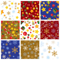 set of patterns with christmas decorations