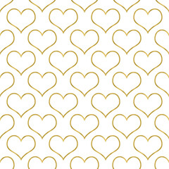 Fototapeta na wymiar Golden hearts, gold texture. Seamless repeat pattern. Isolated png illustration, transparent background. Asset for overlay, banner, cards, montage, collage. Love concept.