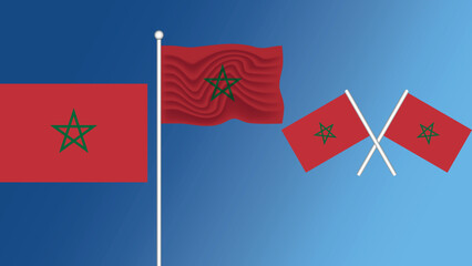 Waving flag of Kingdom of morocco on the white background vector and illustration