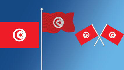 Waving flag of Republic of Tunisia  on the white background vector and illustration