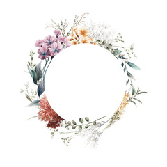 Floral frame, Flower border, Greeting card with flowers, can be used as invitation card for wedding, birthday and other holiday and  summer background. Botanical art. Watercolor   