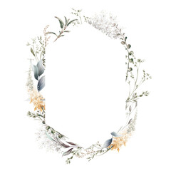 Floral frame, Flower border, Greeting card with flowers, can be used as invitation card for wedding, birthday and other holiday and  summer background. Botanical art. Watercolor   