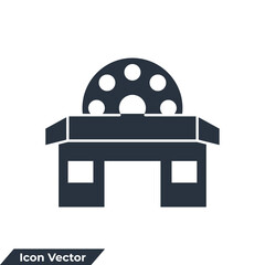 theater cinema building icon logo vector illustration. theater cinema symbol template for graphic and web design collection