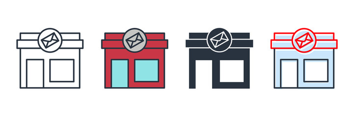 post office building icon logo vector illustration. post office symbol template for graphic and web design collection