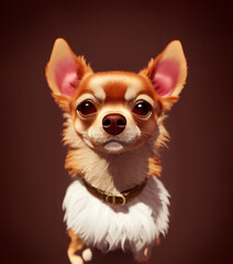 A realistic digital painting portrait of a Chihuahua dog