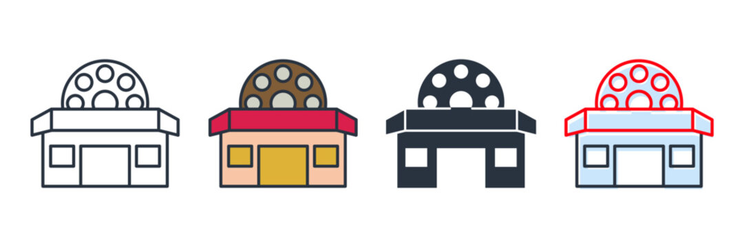 theater cinema building icon logo vector illustration. theater cinema symbol template for graphic and web design collection