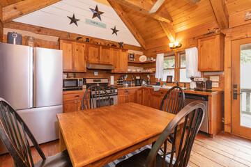 cabin dinning room kitchen