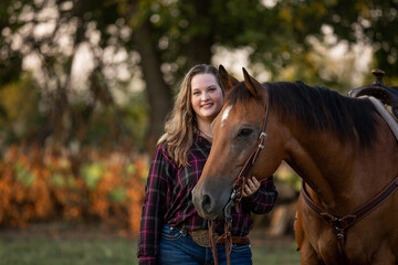 Cowgirl with Quarter Horse