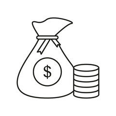 Money, sack concept line icon. Simple element illustration. Money, sack concept outline symbol design from business set. Can be used for web and mobile on white background