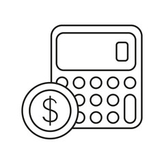 Calculator, business concept line icon. Simple element illustration. Calculator, business concept outline symbol design from business set. Can be used for web and mobile on white background