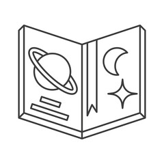 Book, space concept line icon. Simple element illustration. Book, space concept outline symbol design from space set. Can be used for web and mobile on white background