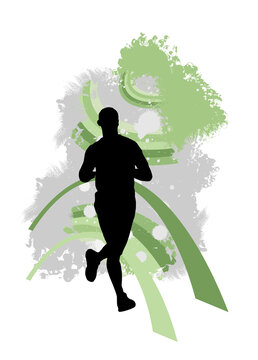 Active man. Marathon running race.