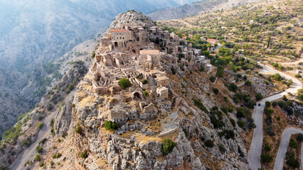 Chios island - Greece. The abandoned village of Anavatos, often called the 