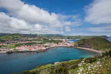Naklejka na ściany i meble View over Horta / View over the city of Horta on the island of Faial, Azores, Portugal.