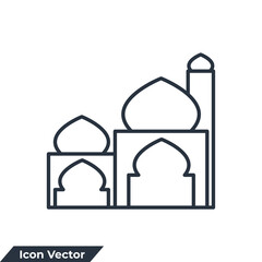 mosque building icon logo vector illustration. Moslem building symbol template for graphic and web design collection