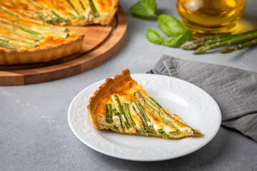 Asparagus tart, vegan quiche homemade pastry, healthy foods
