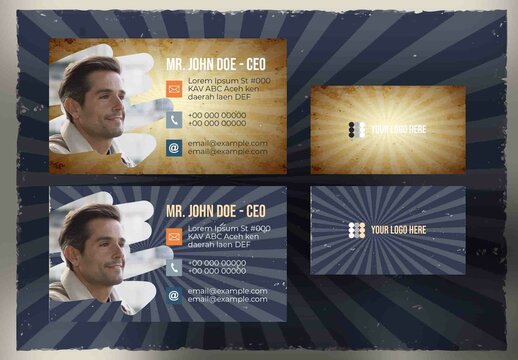 Business Card Layouts with Vintage Backgrounds