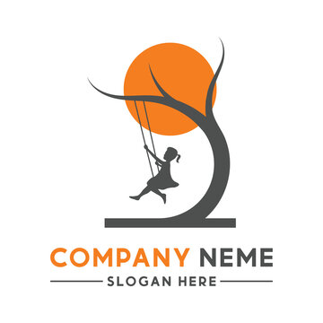child tree swing logo design