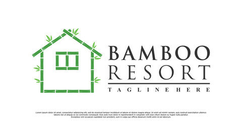 Bamboo logo design with creative concept Premium Vector