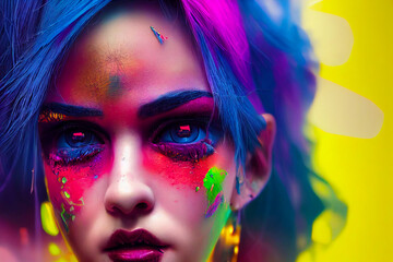 colorful fairypunk israeli woman digital character, generative ai