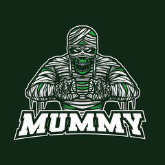 Mummy Skull Mascot Logo Illustration