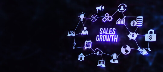 Internet, business, Technology and network concept. Sales growth, increase sales or business growth concept. 3d illustration.