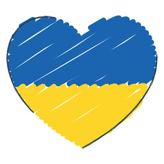 Isolated scratched heart shape with the flag of Ukraine Vector