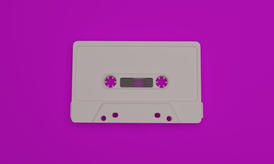 3d illustration , audio cassette image , pink background, , 3d rendering