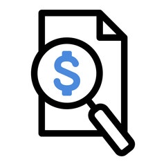 Bank Statement magnifying review icon. Financial Statement illustration