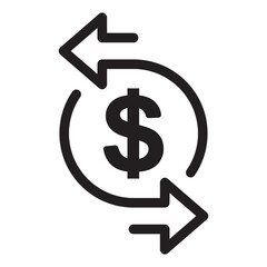 Obraz premium Currency conversion line icon. Dollar conversion outline illustration
