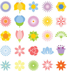 Abstract decorative flower icons. Design elements.set. Vector art.
