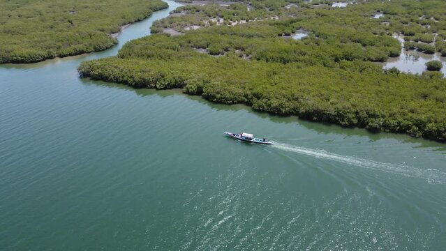 Boat in Senegal Sine Saloum - Pirogue Senegal Sine Saloum - Taken with drone - Africa / Afrique