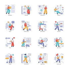 Pack of Business and Web Services Flat Illustrations 

