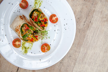Vegetarian dishes such as salads, quinoa, avocado, vegetables and wraps