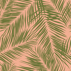 Beautiful tropical leaves branch  seamless pattern design. Tropical leaves background. Trendy Brazilian illustration. Spring and summer design for fabric, prints, wrapping paper and prints