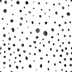 Abstract dots seamless pattern. Hand drawn vector illustration. Pen or marker doodle sketch. Black and white scribble