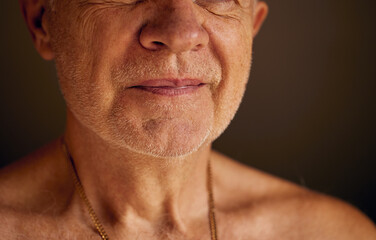 Photo of an unshaved beard of an elderly man