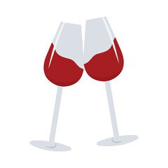 Transparent glasses with red wine vector illustration. Cheers with red wine.