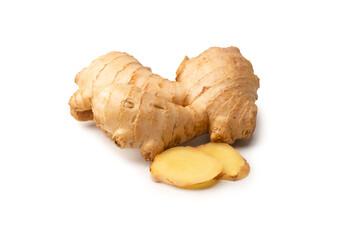 Ginger root isolated on white background.