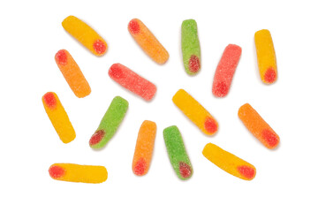 Jelly candys isolated on  white background.