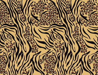 Mix texture leopard zebra seamless stylish pattern, animal print
