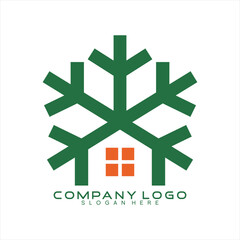 Obraz premium Vector home design logo with Eco-friendly health concept.