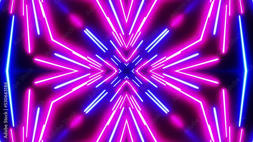 Sticker Horizontal glowing lines move in space. Kaleidoscope VJ loop.