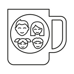 Cup, family photo concept line icon. Simple element illustration. Cup, family photo concept outline symbol design from family set. Can be used for web and mobile on white background