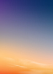 Sunset in evening with Orange,Yellow,Pink and Blue sky, Vertical Dramatic landscape Sunrise in Morning,Vector Dusk Sky, Twilight banner of Sunlight reflection by the sea for four seasons background