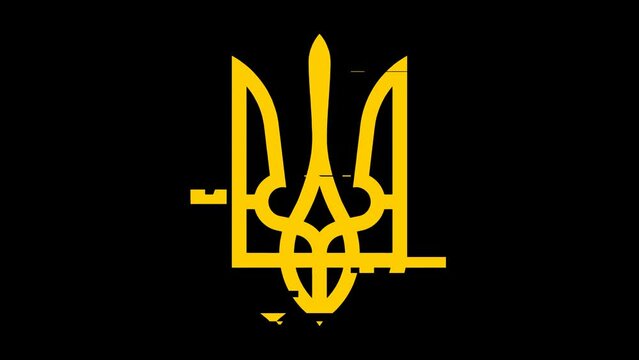 Ukrainian Trident Symbol Distorted with Noise on Alpha Channel