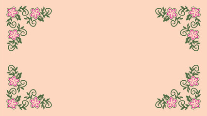 Fototapeta premium pink background with floral border