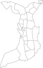 White flat blank vector administrative map of BREMERHAVEN, GERMANY with black border lines of its quarters