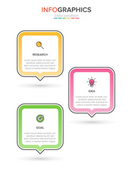 Vertical infographic design with icons and 3 options or steps. Thin line. Infographics business concept. Can be used for info graphics, flow charts, presentations, mobile web sites, printed materials.