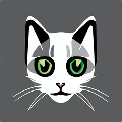 Isolated Beautiful Cat portrait illustration